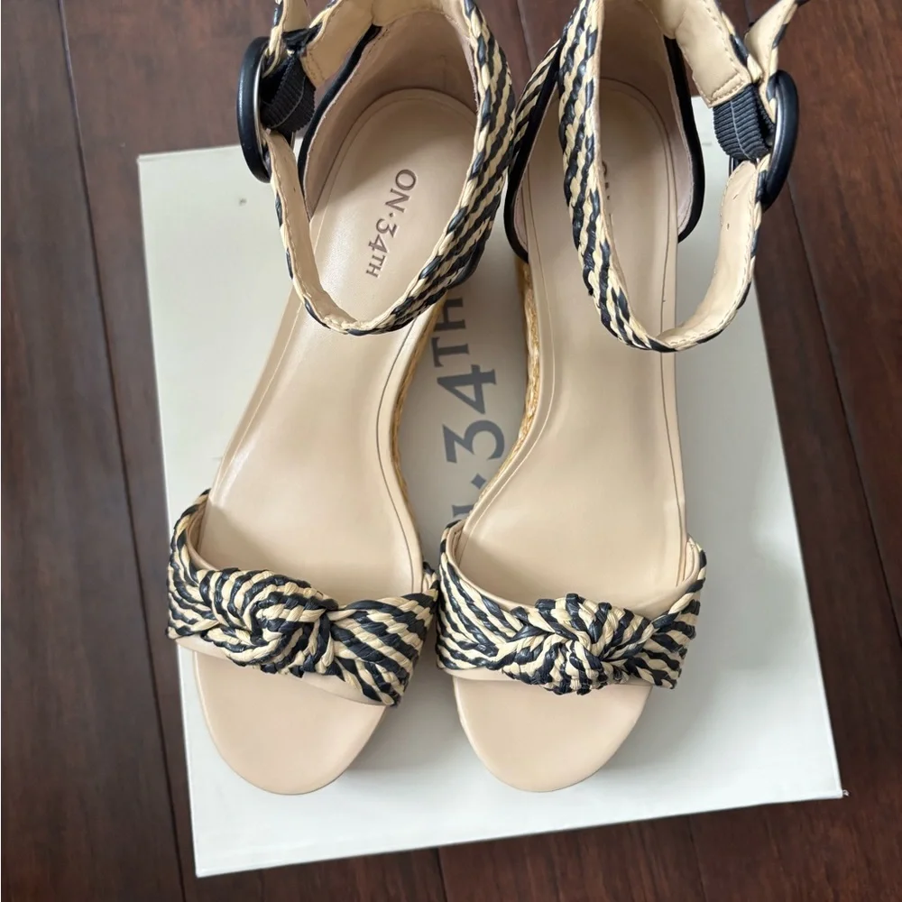On 34th Women's Nihari Knot Wedge Sandals nwt #17